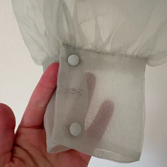 Zara Organza Sheer Ruffle Knit Top in Sea Foam Green Blogger Favorite Size Small - Picture 15 of 16